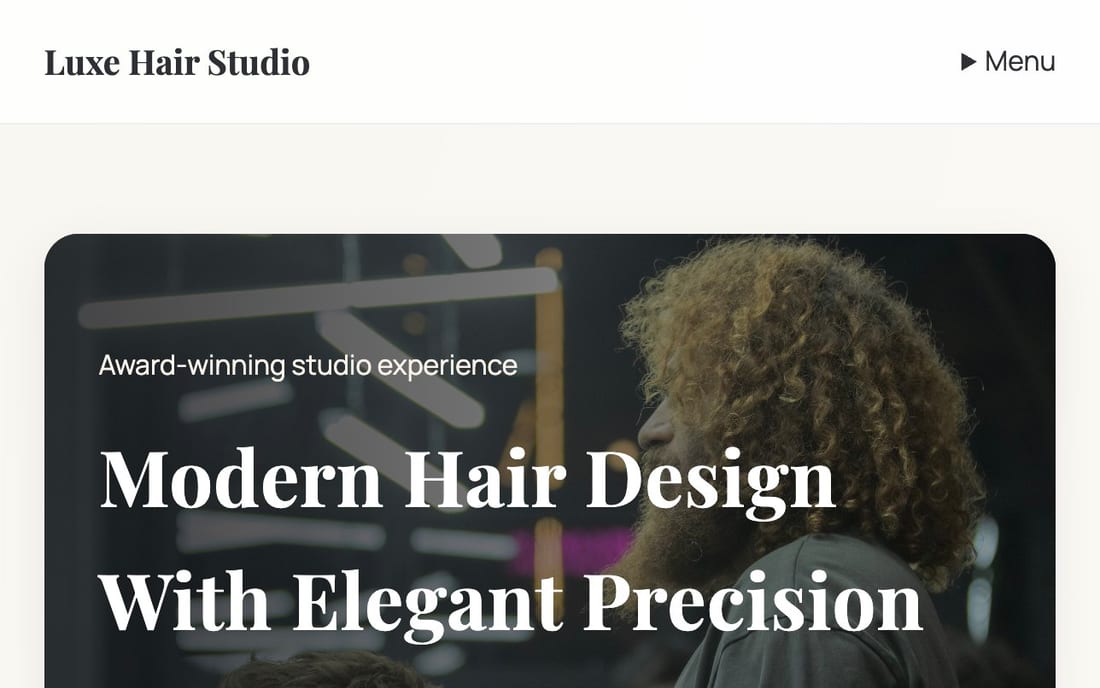 Luxe Hair Studio website preview