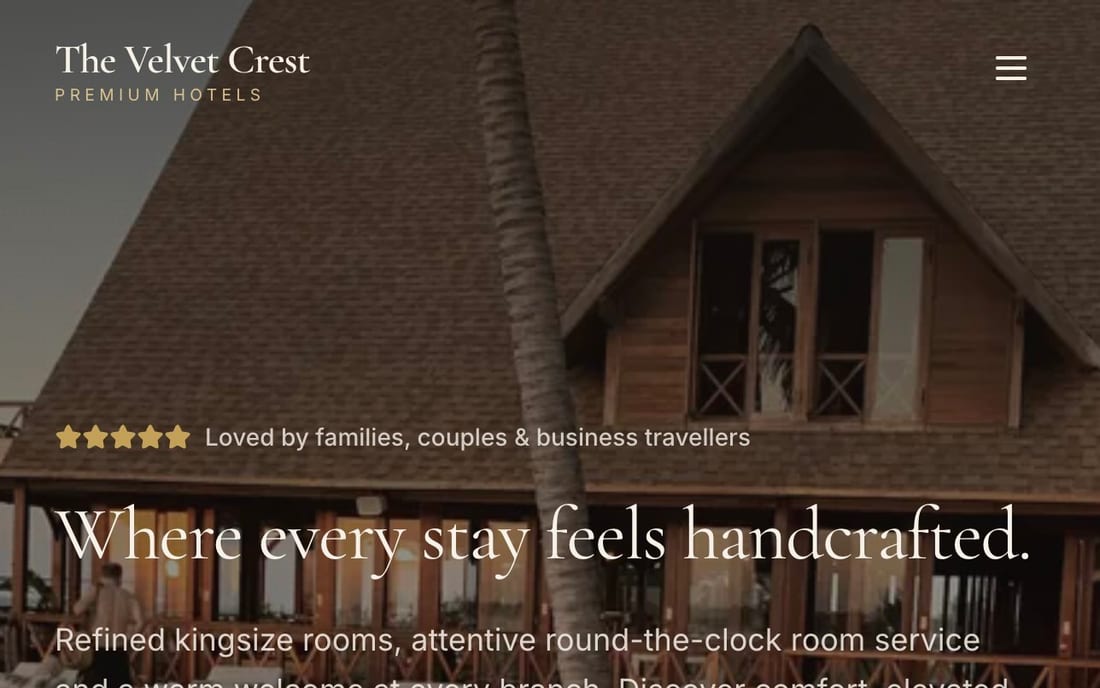 The Velvet Crest website preview